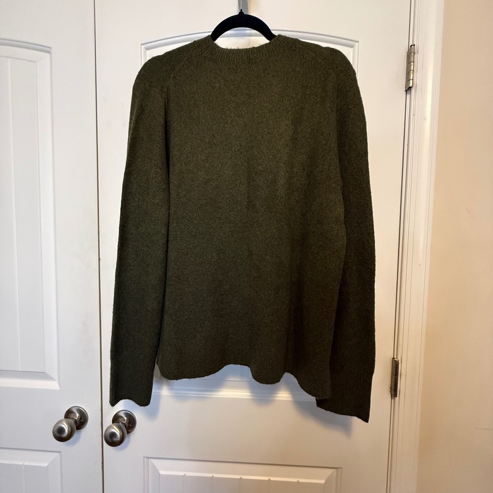 J.Crew NWT Extra-Soft Crewneck Sweater Olive Green Moss Wool Blend BU223 XL $89 - Picture 3 of 9